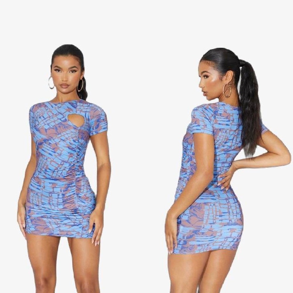 PrettyLittleThing Blue and Purple Mini Dress